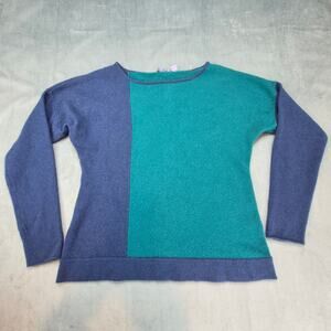 Cullen Women's Colorblock Turquoise & Blue Cashmere Sweater Size L